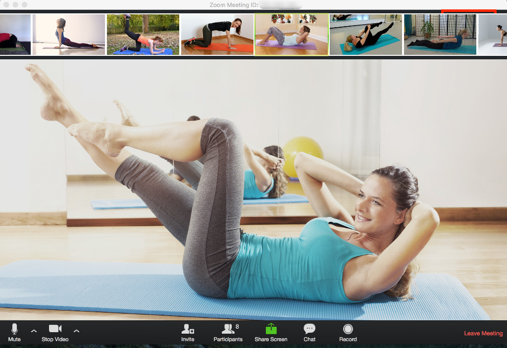 Screen capture of online class using Zoom